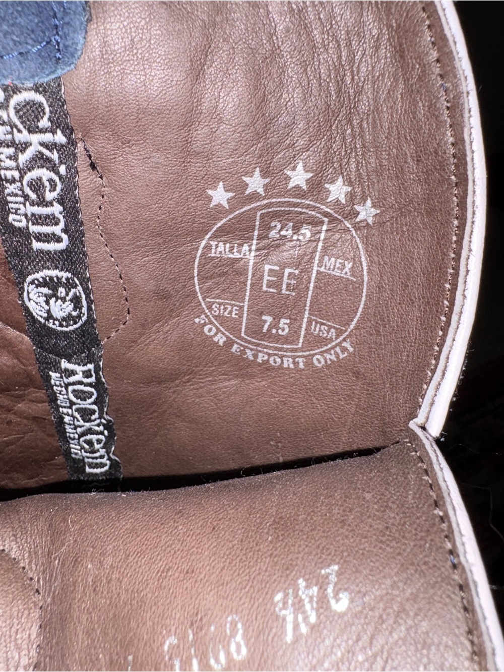 Navy Suede Tall Western Cowboy Boots from Rockem - Picture 4 of 6